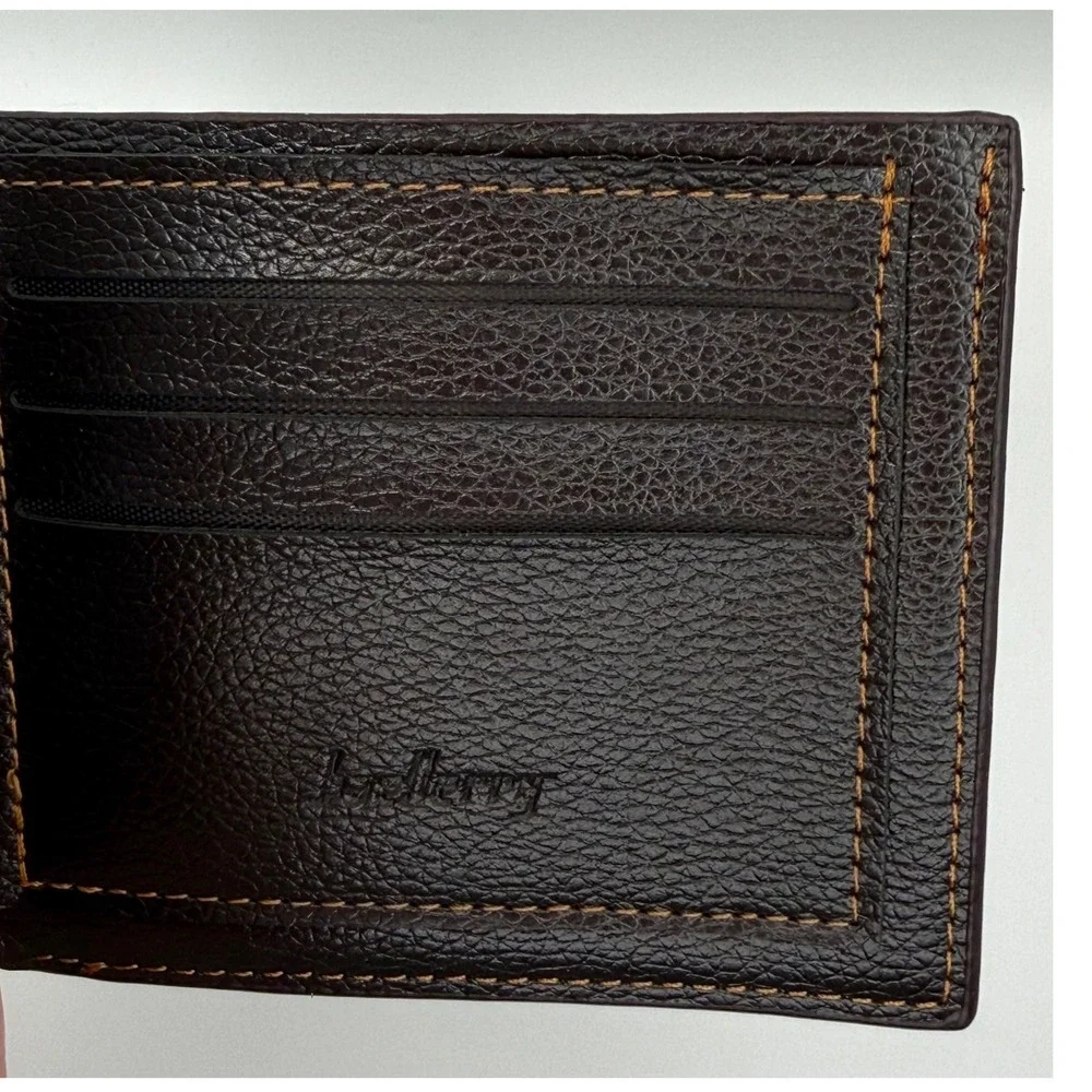 Baellerry Men's Dark Brown Faux Leather Bifold‎ Wallet Organizer Pockets